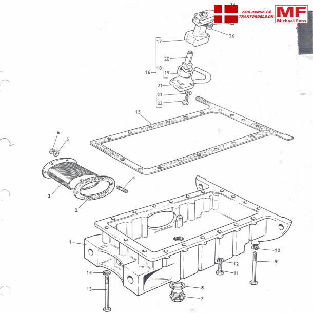 MF35/135Benzin-motor: Bundkar+sugefilter+pakninger+tilbehr