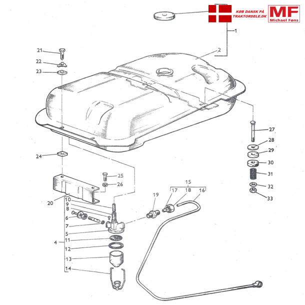 MF135Benzin, tank+hane+rr+beslag