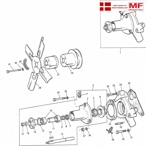 MF135B, vandpumpe+mlle+hus