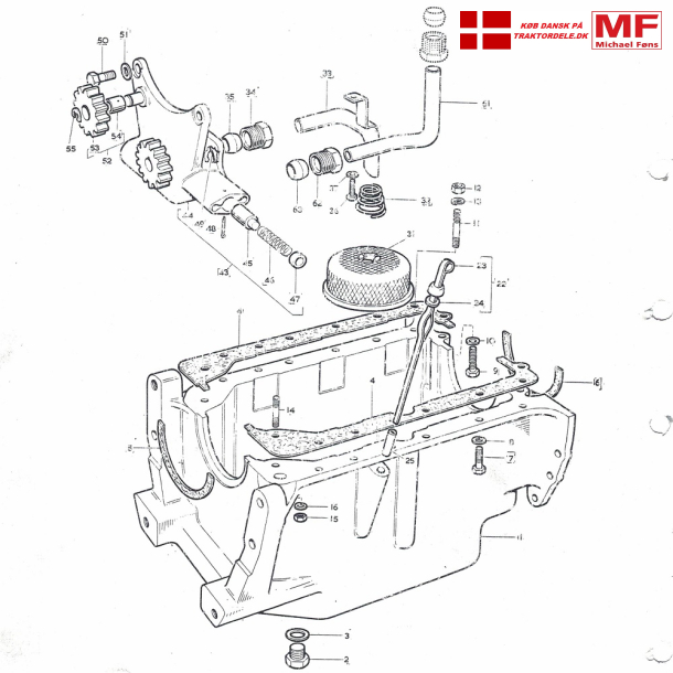 Split-tegning MF135, bundkar+tilbehr