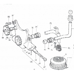 Split-tegning MF35/135, motoroliepumpe+tilbehr