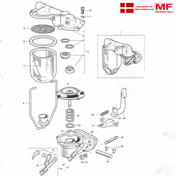 MF35/3 og MF135diesel, fdepumpe med glas+tilbehr