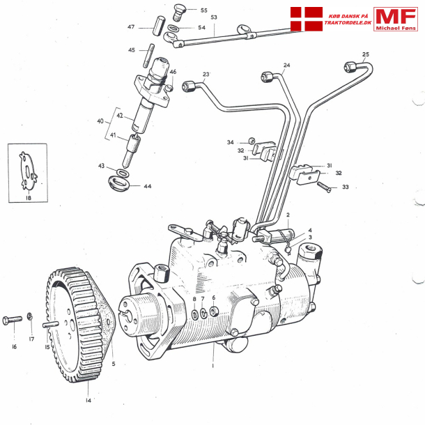 Split-tegning MF135, dyserr+dyseholer+tilbehr