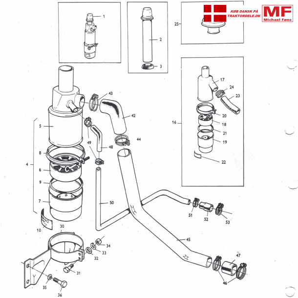 MF135: Oliebads-Luftfilter+rr+slanger+tilbehr