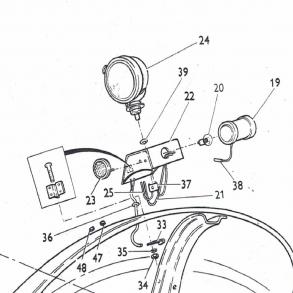 MF135, skrmlygter+beslag p runde skrme