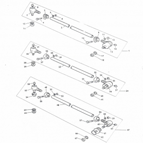 MF135 styrestnger+kugler. Tidlig type