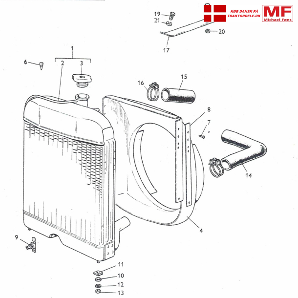 Split-tegning MF135, kler+skjold+tilbehr