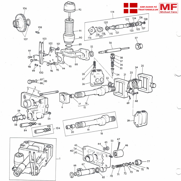 MF135-MF165-MF175-MF178; liftpumpe tidlig type/MKII. +enkeltdele