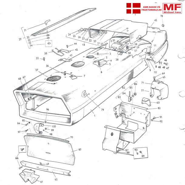 MF135, hjlm-top+beslag+batterikonsol+tilbehr