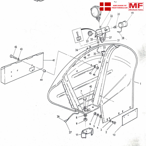 MF135, runde skrme+lygter+beslag+tilbehr