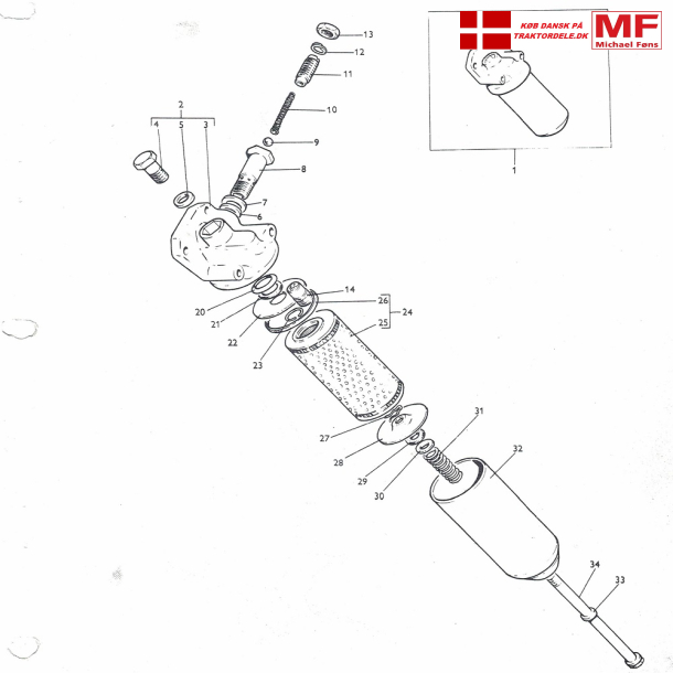 Motoroliefilter+enkeltdele, NY model skrt filter til Ferguson og MF35