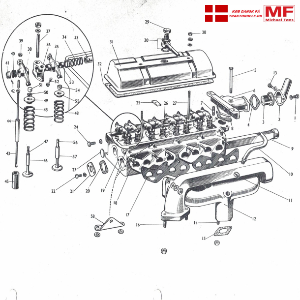 Standard Benzin 87mm boring: Topstykke+ Manifold+ tilbehr
