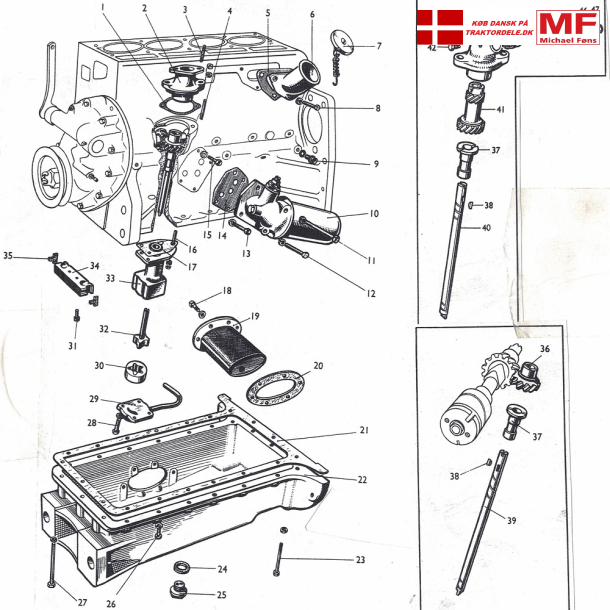 Split-tegning, bundkar+filter+sokkel