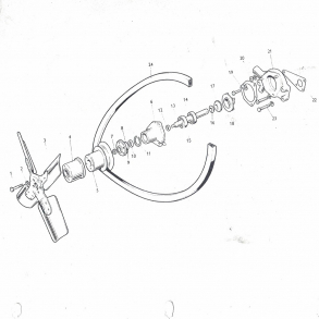 MF35Benzin: Vandpumpe+remskive+rem+baghus+tilbehr.