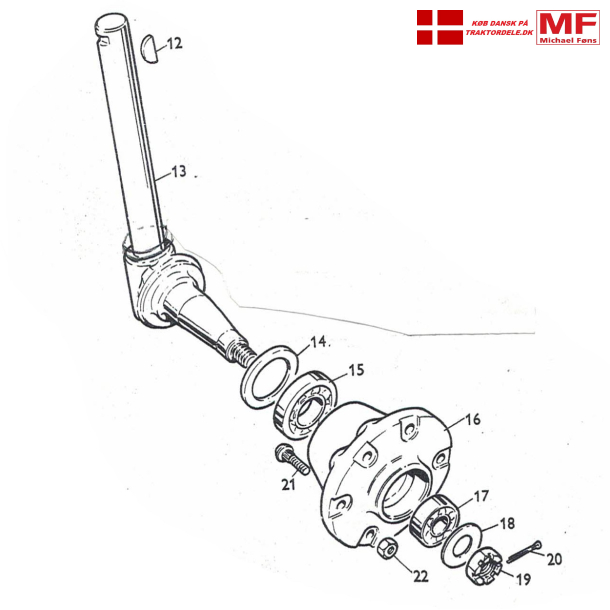MF65Industrifortj; spindler, lejer, nav samt enkeltdele.
