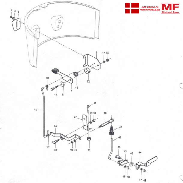 MF65 Multi-Power skiftemekanisme; hndtag, stnger og enkeltdele