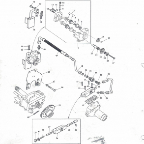 MF35 og MF65; Multi-Power-pumpe, rr, skifteventil og enkeltdele