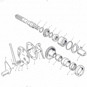 MF35-MF65; PTO-aksel, htte, leje og lsdele