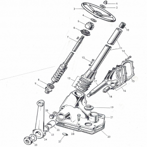 MF65 styrehus, rataksel, styrearm, enkeltdele og tilbehr