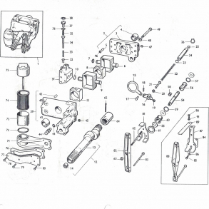 MF35 og MF65; liftpumpe, repst, kontrolventil og enkeltdele