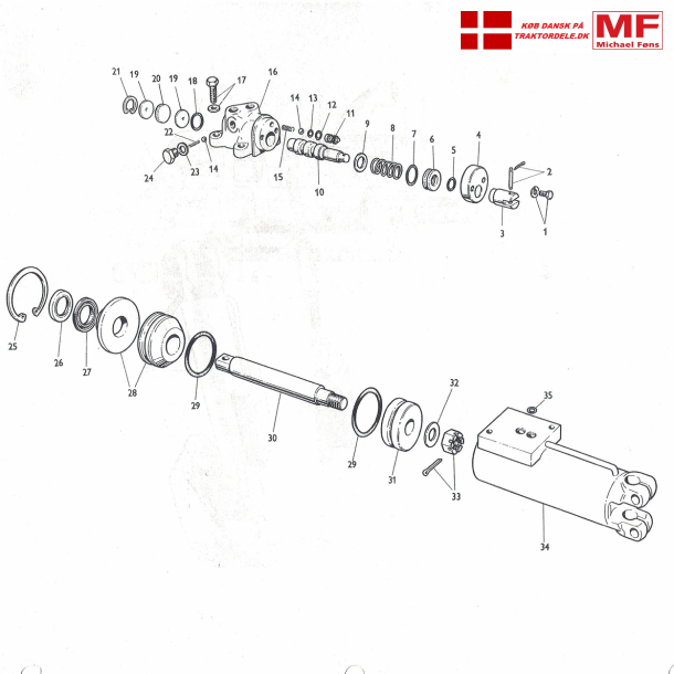 MF65; servocylinder, enkeltdele