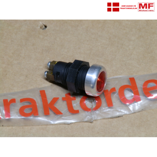 Kontrollampe, rd. Med 12V/2W pre. Med alu-ring, til 17mm hul