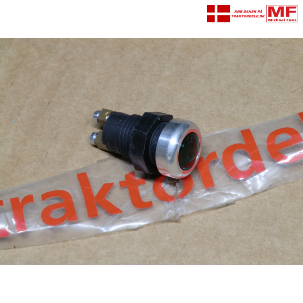 Kontrollampe, grn. Med 12V/2W pre og med alu-ring, til 17mm hul