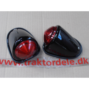 Drbebaglygte-st i blank-sort. Med 12V 2-styrkepre. MF, Fordson, Bukh, IH m.fl. 