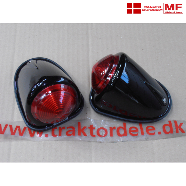 Drbebaglygte-st i blank-sort. Med 12V 2-styrkepre. MF, Fordson, Bukh, IH m.fl. 