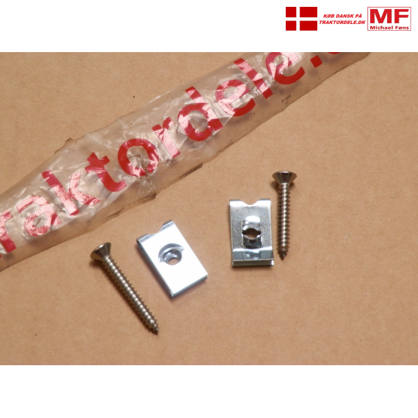 Skruest til kromring i front, MF65. 2 skruer + clips