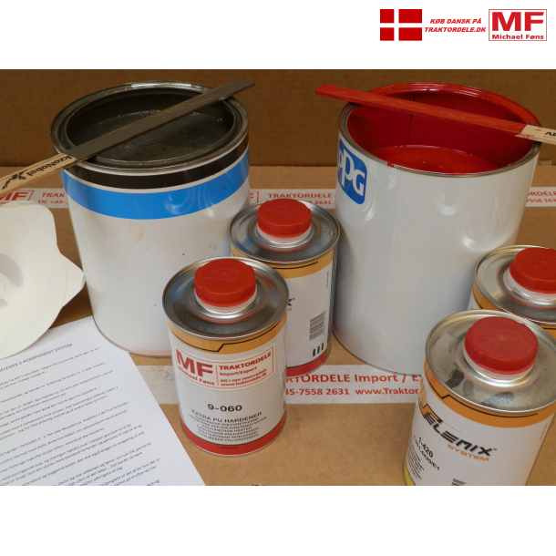 UNIK KVALITET: MF-r�d maling til MF100-serie, 5Ltr med h�rder+1ltr fortynder. 2-komponent kvalitet.
