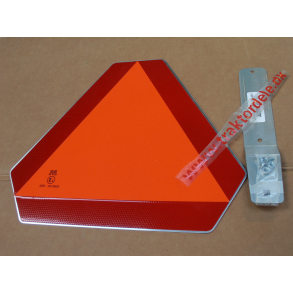 Advarsels-trekant, SMV-emblem, til montering bag p traktor og vogn. Med spadebeslag.