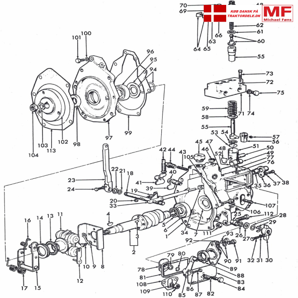 Split-tegning, Super-Dexta dieselpumpe med mekanisk regulering. 