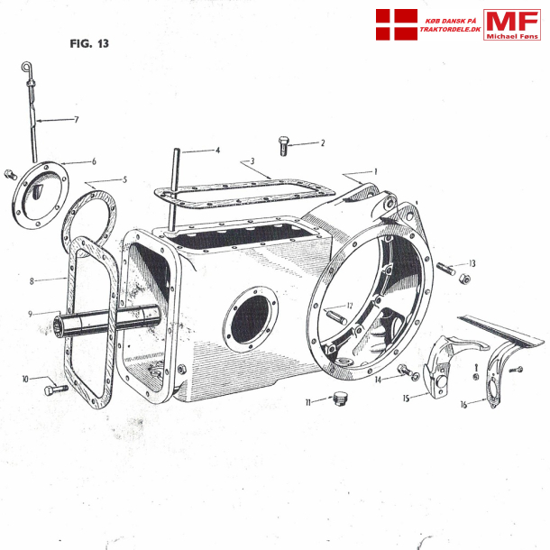 Ferguson centerhus+pakninger+sidedksler+bolte+tilbehr