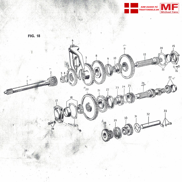 Ferguson gearhjul+aksler+lejer+tilbehr