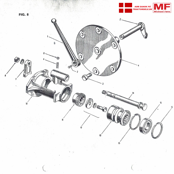 Ferguson pto-klokobling+sidedksel+enkeltdele