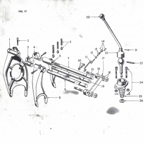 Ferguson gearskiftesystem+skifteaksler+gearstang+tilbehr.