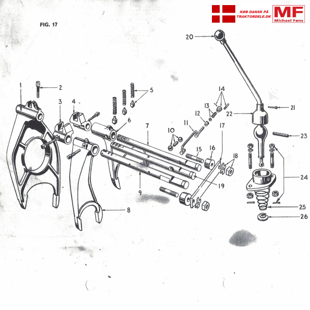 Ferguson gearskiftesystem+skifteaksler+gearstang+tilbehr.